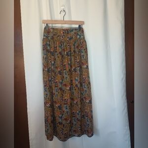 Natural Life Lisa Maxi Skirt Med Olive Floral Smock Forest Fairy Cottage Boho